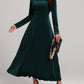 Square Neck Long Sleeve Velvet Dress