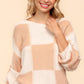 Haptics Full Size Checkered Round Neck Drop Shoulder Sweater