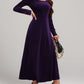 Square Neck Long Sleeve Velvet Dress