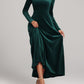 Square Neck Long Sleeve Velvet Dress